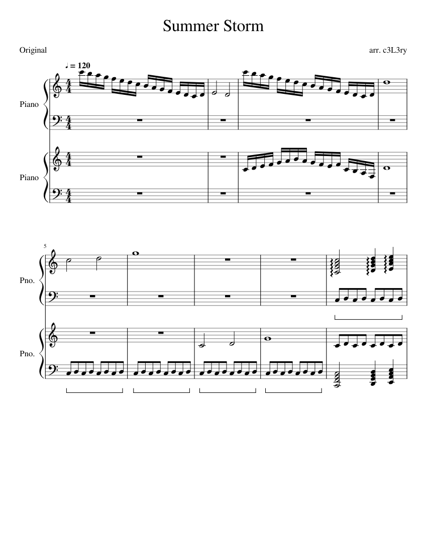 Summer Cyclone Script Summer Storm Sheet Music for Piano (Piano Duo) | MuseScore.com
