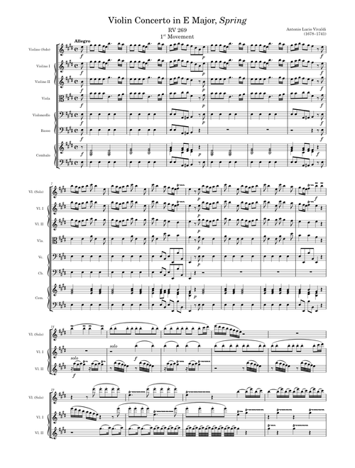Violin Concerto in E Major RV 269, 1st Movement – Vivaldi