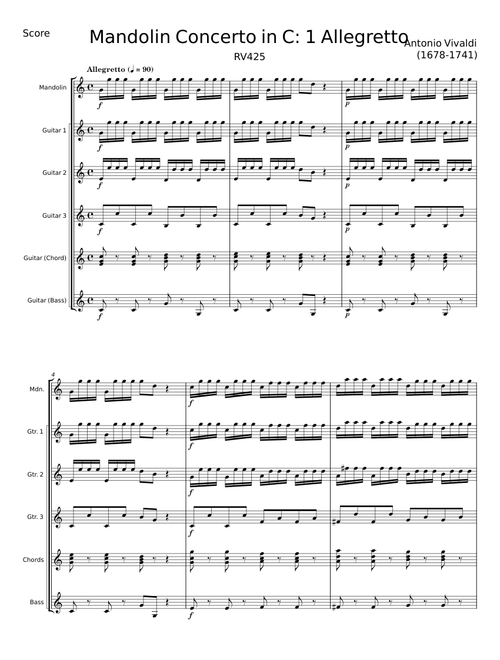 Mandolin Concerto in C major, RV 425 - Antonio Vivaldi