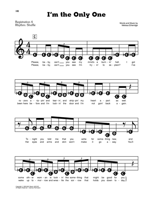 I'm The Only One - Melissa Etheridge (E-Z Play Today)