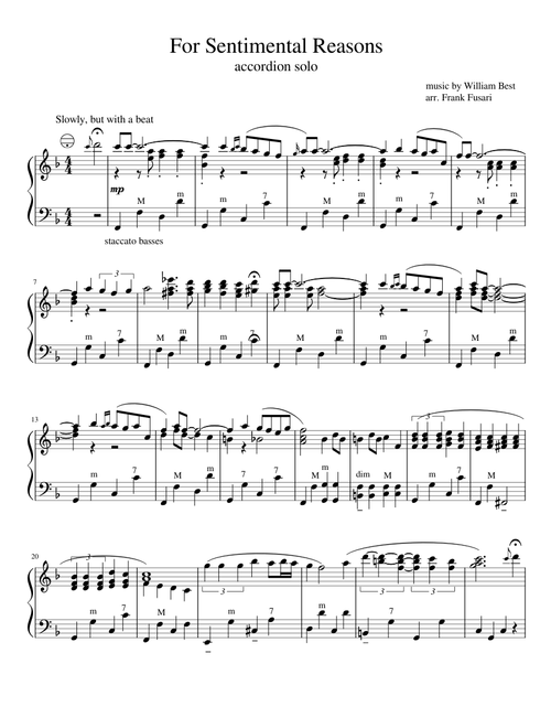 (I love you) For Sentimental Reasons accordion solo