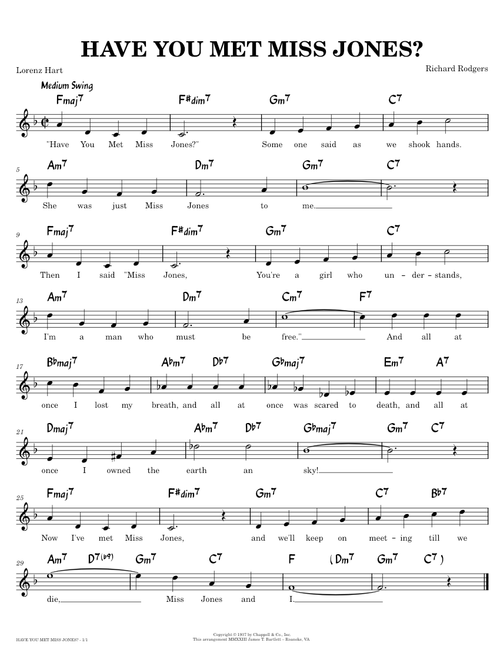 Have You Met Miss Jones? [lead sheet] – Richard Rodgers, Lorenz Hart
