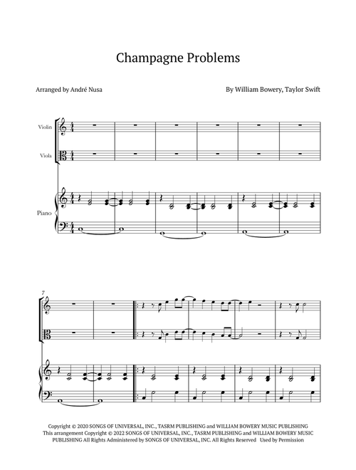 Champagne Problems (Arr. André Nusa) - Taylor Swift (String Ensemble)