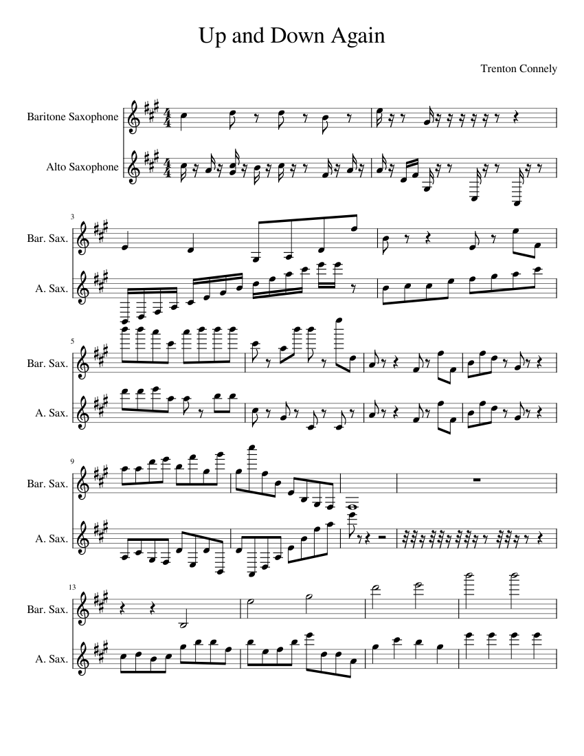Up and Down Again- Trenton Connrly Sheet music for Saxophone alto ...