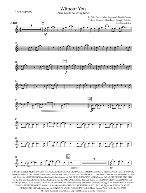 Without You (Arr. Fabio Britto) - David Guetta Featuring Usher (Alto Sax Solo)