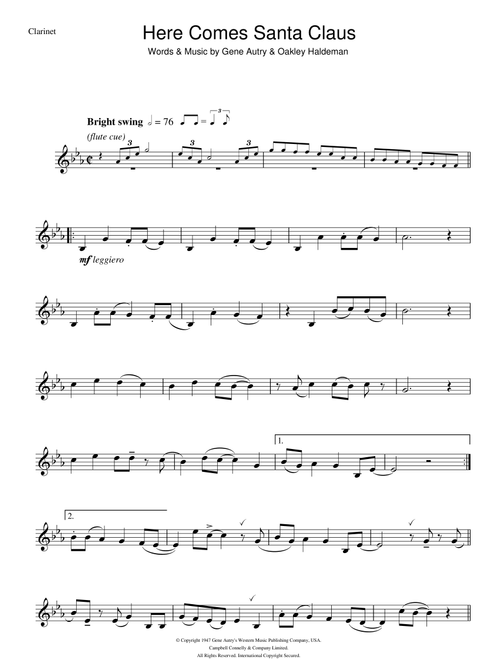 Here Comes Santa Claus (Right Down Santa Claus Lane) - Gene Autry (Clarinet Solo)