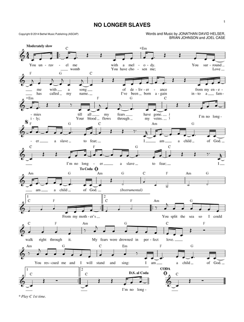 No Longer Slaves - Bethel Music (Lead Sheet - Fake Book)