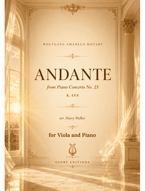 Andante (Piano Concerto No. 23, K.488) – W. A. Mozart | Viola & Piano | Sheet Music (Arr. Harry Walker) - Wolfgang Amadeus Mozart (Viola and Piano)