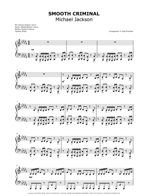 Bad Man (smooth Criminal) (Arr. Antje Günther) - Polo G (Piano Solo)