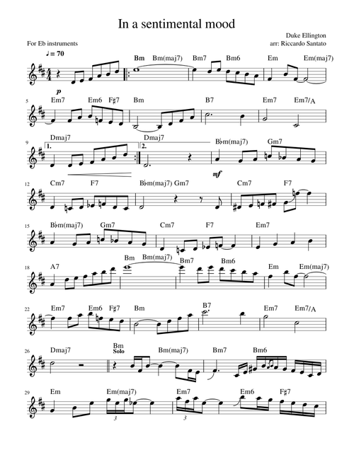 In a sentimental mood (Eb instruments)