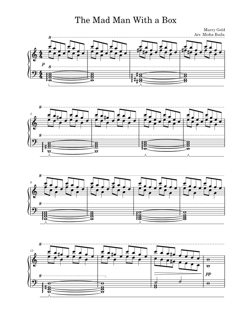 The Mad Man With A Box – Murray Gold Sheet Music for Piano (Solo ...