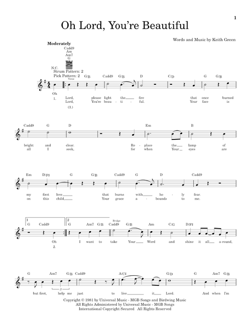 Oh Lord, You're Beautiful - Keith Green, Rebecca St James (Easy Guitar)