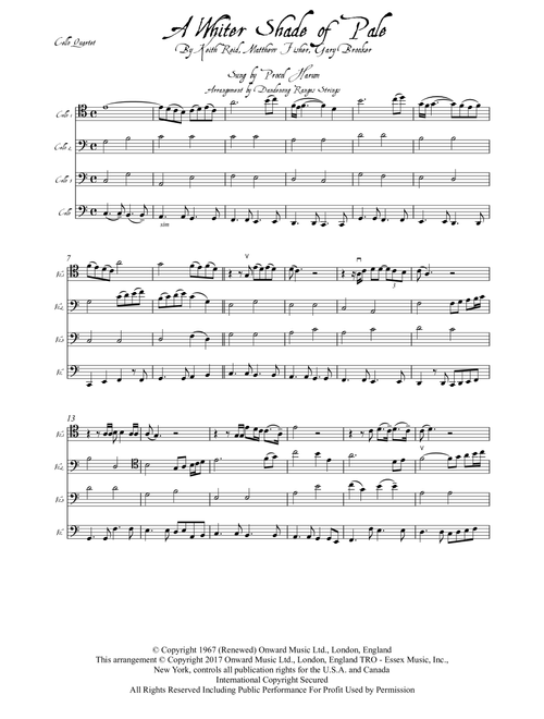 A Whiter Shade Of Pale (Arr. Dandenong Ranges Strings) - Procol Harum (String Quartet)