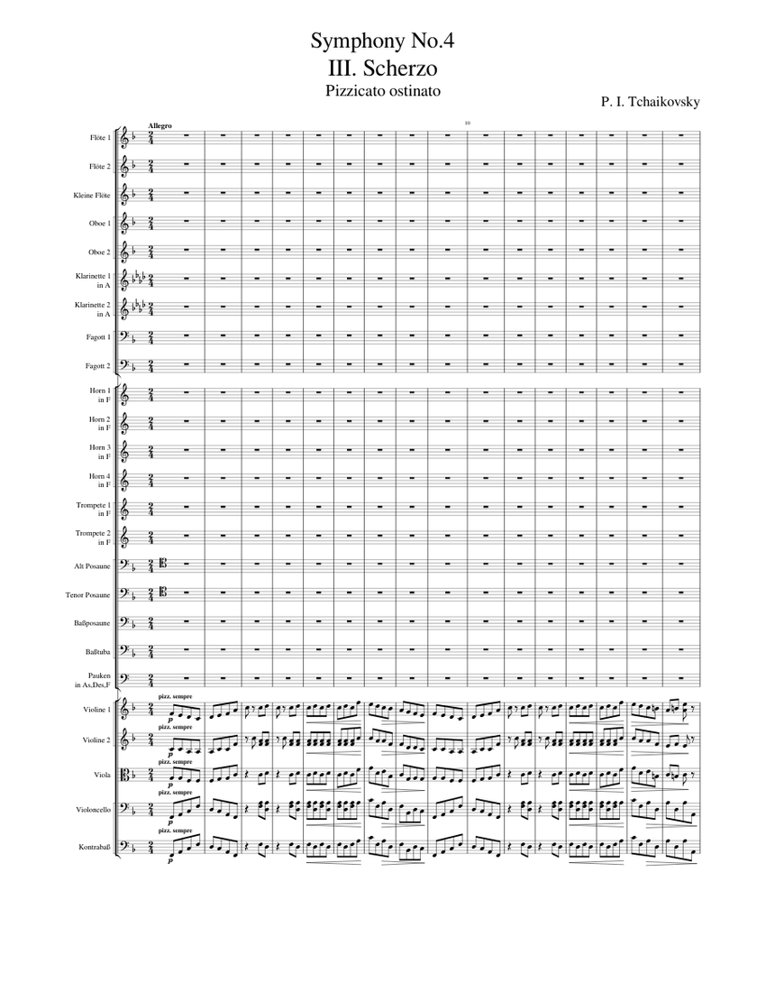 Tchaikovsky Symphony No. 4, Op.36 III. Scherzo Sheet music