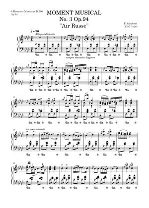 Moments Musicaux D. 780, Op. 94 No. 3 — Franz Schubert Sheet Music for ...