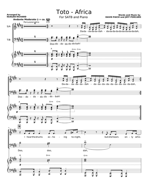 Toto - Africa (Choral Arrangment)
