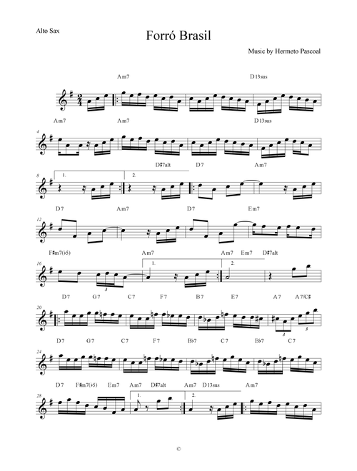 Forró Brasil by Hermeto Pascoal - Lead Sheet for Alto Saxophone (Arr. The Sheet Music Library) (Alto Sax Solo)