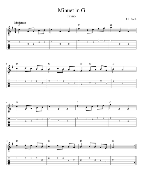 Minuet in G - Guitar Primo