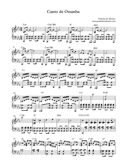 Canto De Ossanha (Arr. Pedro Lutterbach) - Astrud Gilberto (Piano Solo)