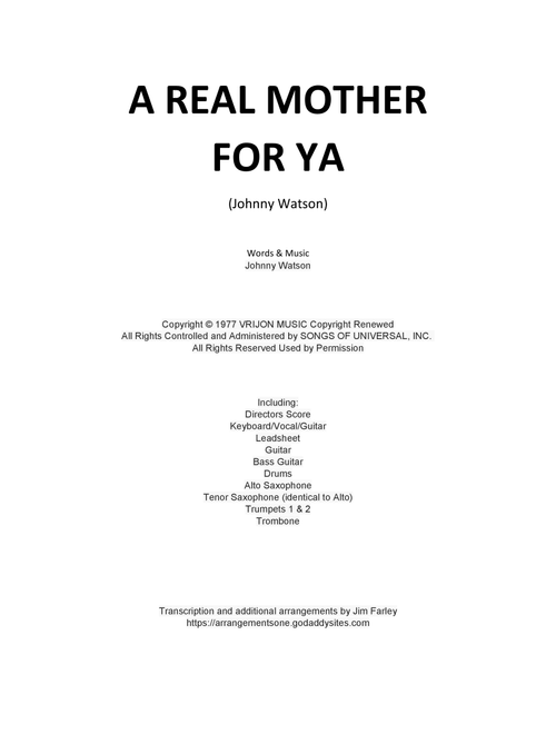 A Real Mother For Ya (Arr. Jim Farley) - Johnny Watson (Large Ensemble)