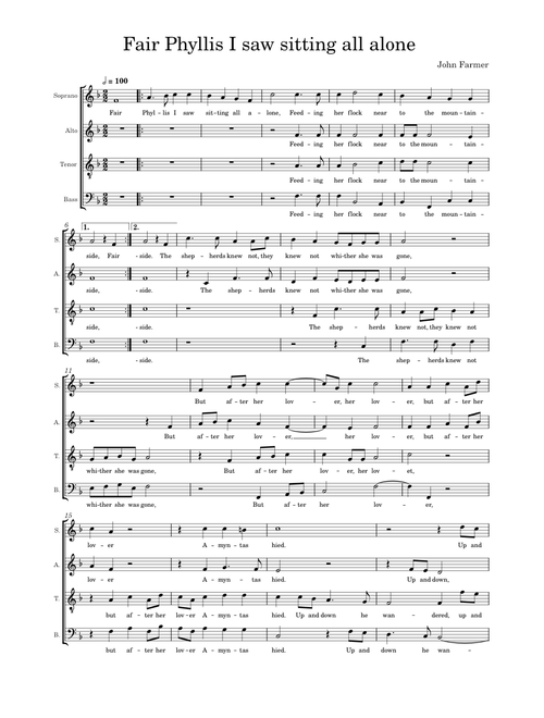 Fair Phyllis I saw – John Farmer