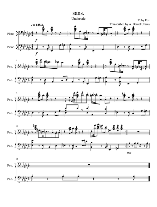 Undertale - sans. [Piano]