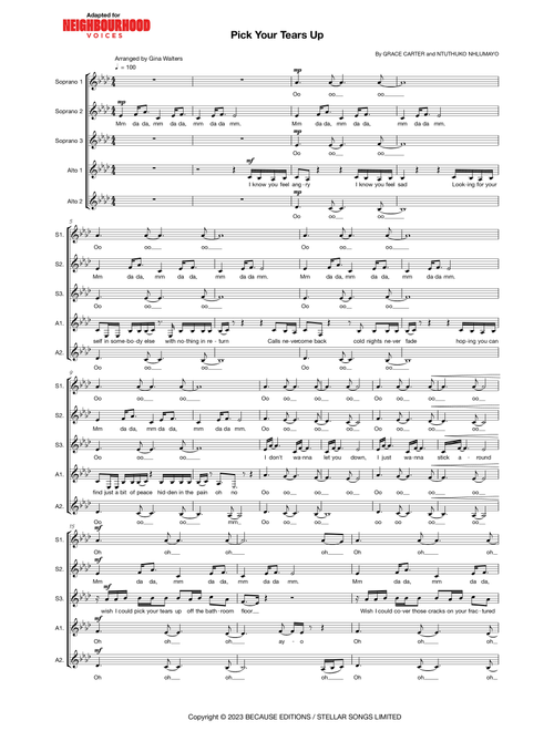 Pick Your Tears Up (Arr. Gina Walters) - Grace Carter (Choral, 5-Part)