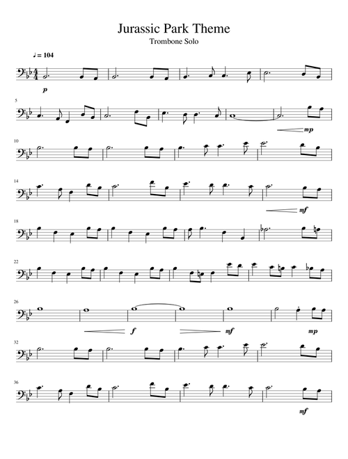 Jurassic Park Theme - Trombone Solo