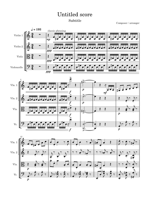 Icewind Suite (arr. Elle for String Quartet) - (unfinished)