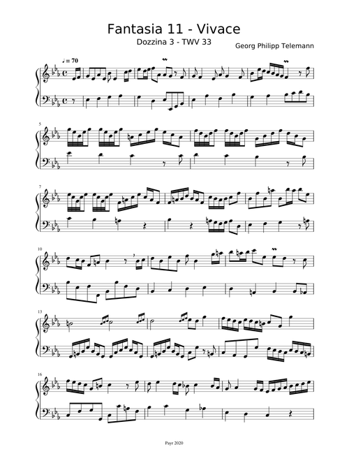 Georg Philipp Telemann: Fantasia 11 - Vivace - TWV 33