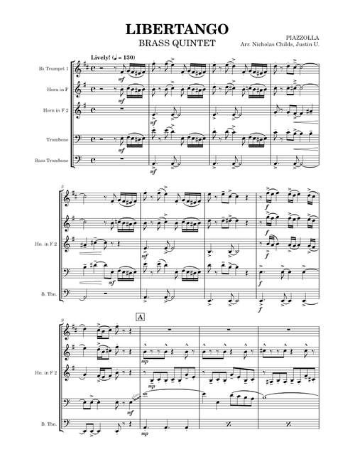 LIBERTANGO Brass Quintet – Piazzolla [Edited]