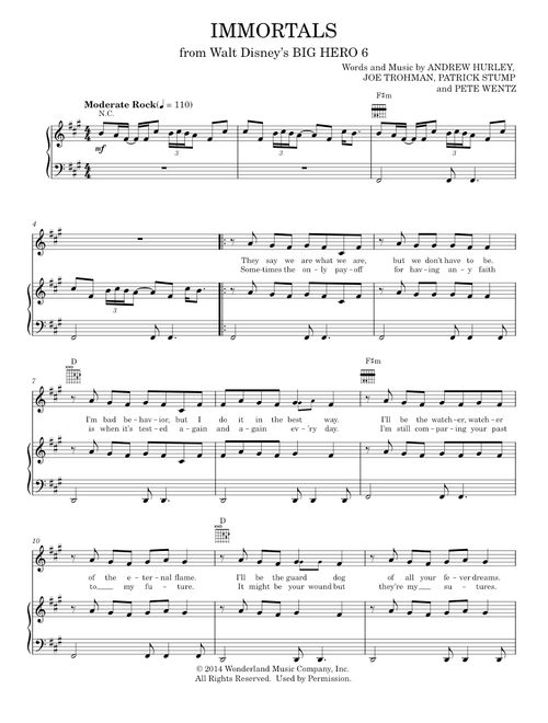 Immortals - Fall Out Boy (Piano-Vocal-Guitar)