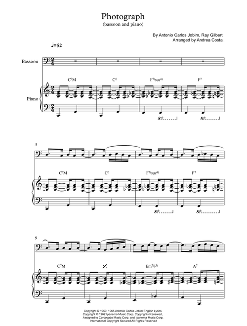 Photograph (Arr. Andrea Costa) - Astrud Gilberto (Small Ensemble)