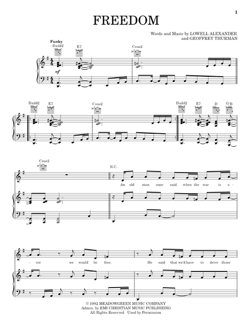 Freedom - 4Him (Piano-Vocal-Guitar)