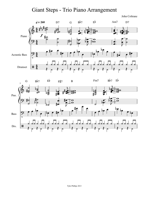 Giant Steps - Trio Piano Arrangement + Solo (And Walking Bass)
