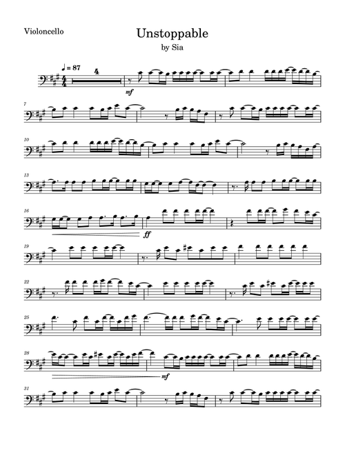Unstoppable (Arr. Anya Alston) - Sia (Cello Solo)