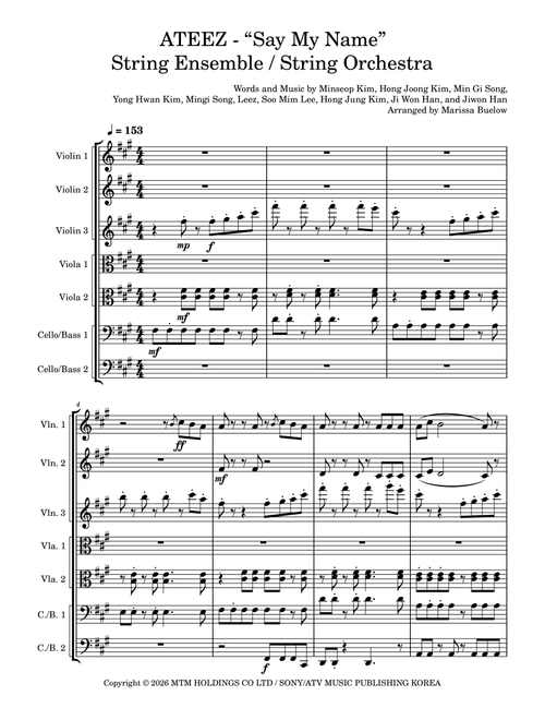 Say My Name (Arr. Marissa Buelow) - Ateez (String Ensemble)