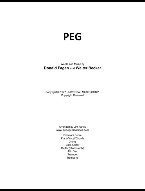 Peg (Arr. Jim Farley www.arrangementsone.com) - Steely Dan (Small Ensemble)