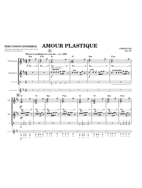 Amour plastique – VIDEOCLUB (France) - NAPOLEON MEME arr. for percussion ensemble + bass clarinet