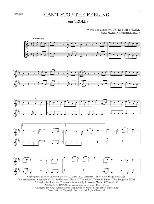 Can't Stop The Feeling - Justin Timberlake (Violin Duet)