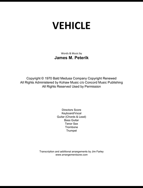 Vehicle (Arr. Jim Farley) - The Ides Of March (Small Ensemble)