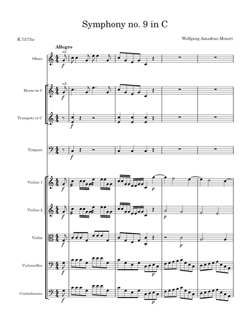 Symphony no. 9 in C K 73/75a - Wolfgang Amadeus Mozart