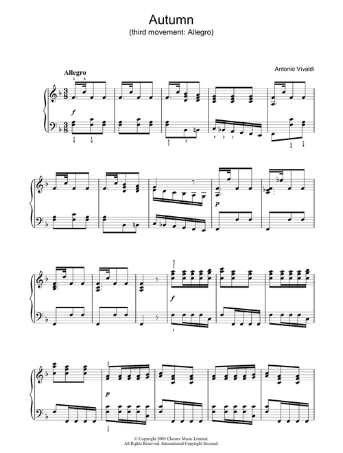 Autumn (from The Four Seasons), 3rd Movement - Antonio Vivaldi (Piano Solo)