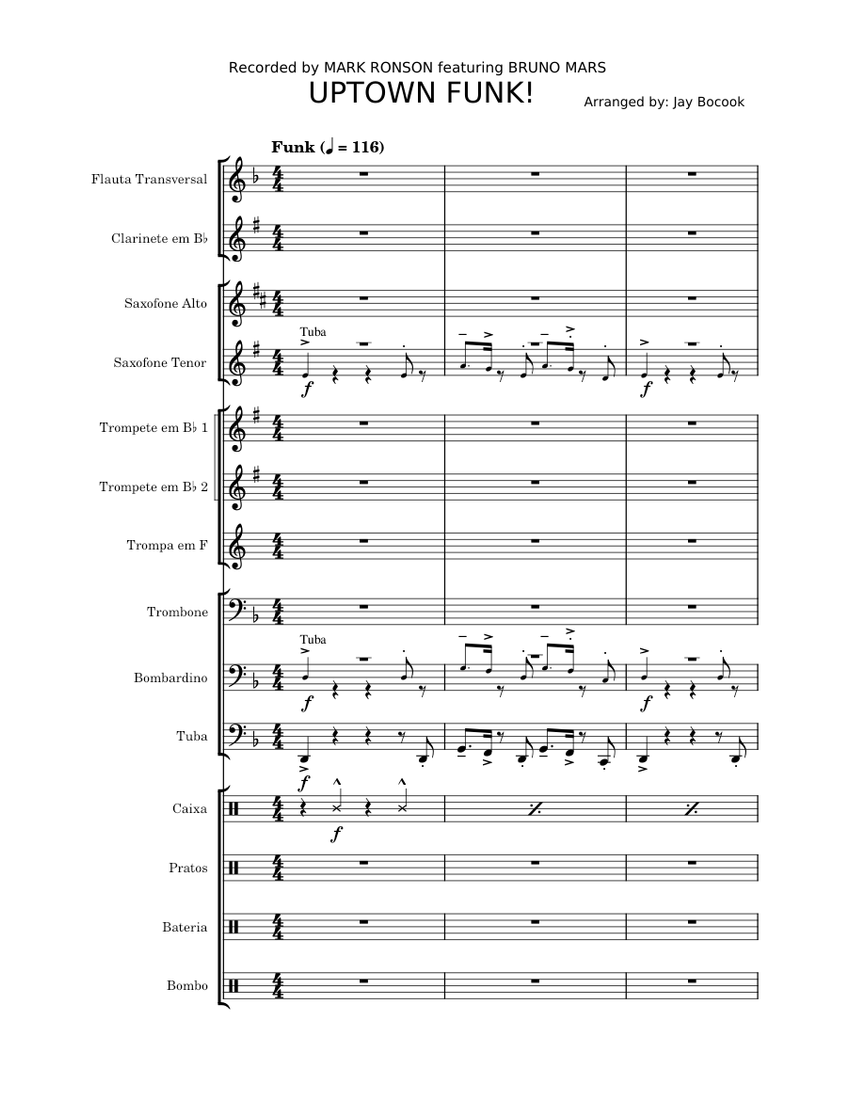 Uptown Funk – Mark Ronson and Bruno Mars Sheet Music for Trombone ...