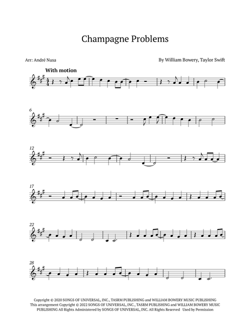 Champagne Problems (Arr. André Nusa) - Taylor Swift (Alto Sax Solo)