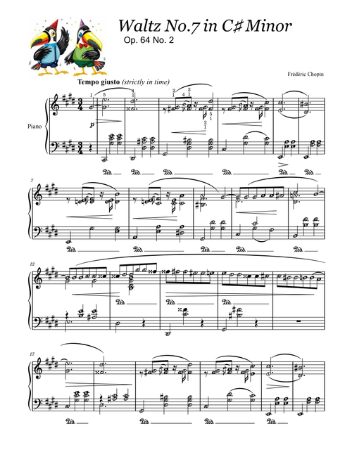 Waltz in C Sharp Minor (No. 7) Op. 64 No. 2 - Chopin (Original version - Self Learning Series) (Arr. Teacher Valarie) - Frederic Chopin (Piano Solo)