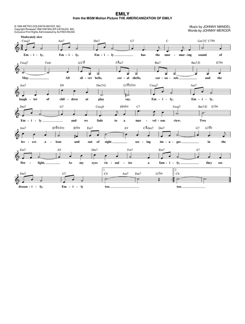 Emily - Johnny Mandel (Lead Sheet - Fake Book)