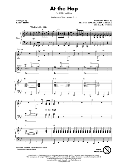 At The Hop (arr. Kirby Shaw) - Danny & The Juniors (Choral, SATB)