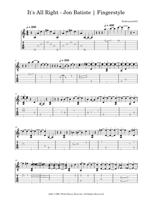 It's All Right – Jon Batiste | Fingerstyle | Classical Guitar