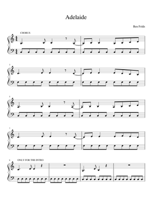 Play Official version of Adelaide Sheet Music by Ben Folds for Piano ...